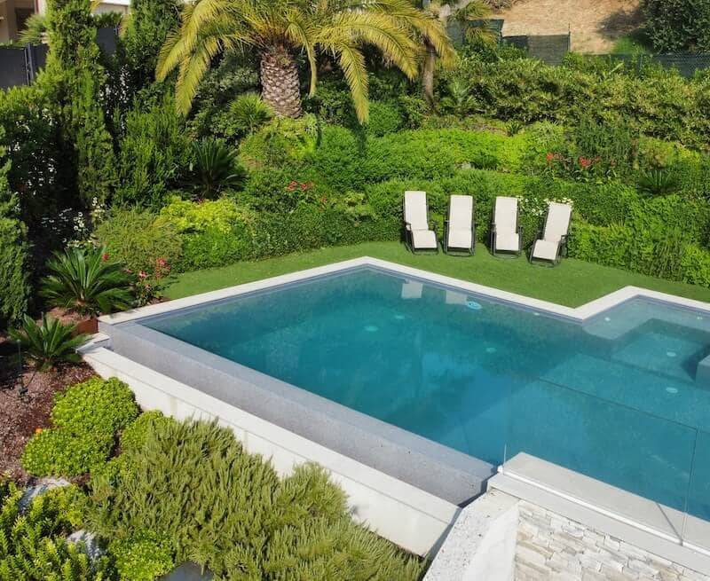 Dettaglio siepe di contorno alla piscina